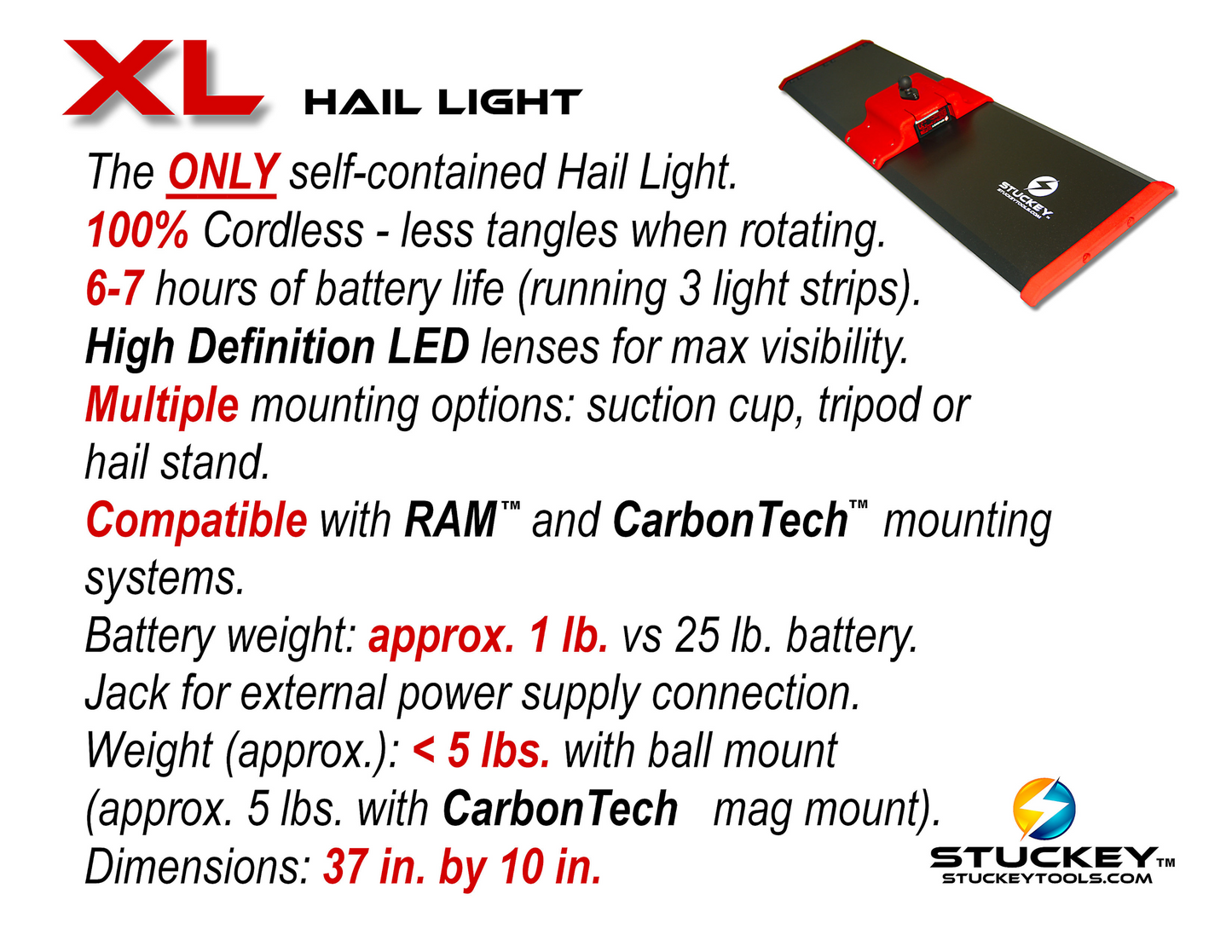 XL Gamma Cordless PDR Hail Light Blue (Price includes:  Light, Battery and Charger. NO MOUNT)